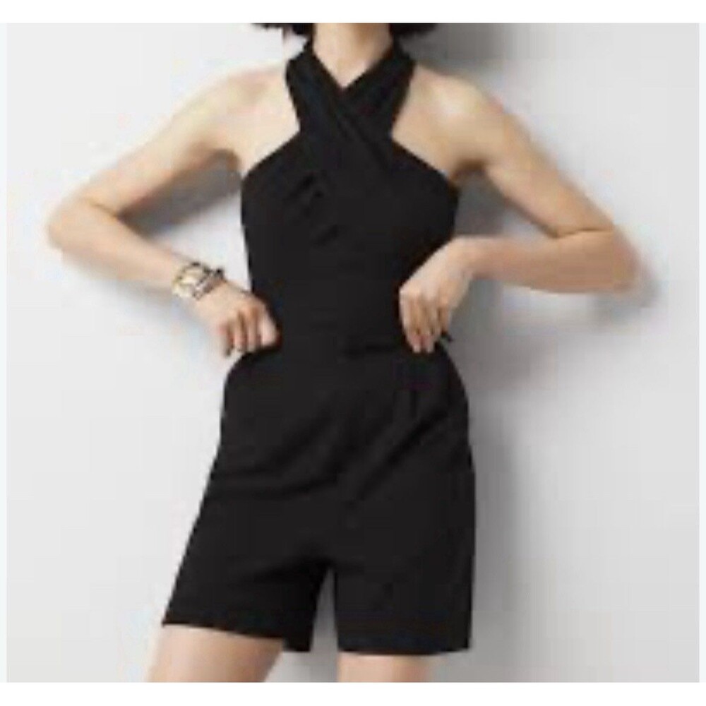 White House Black Market Women’s Halter Neck Romper Sleeveless Shorts Size 4